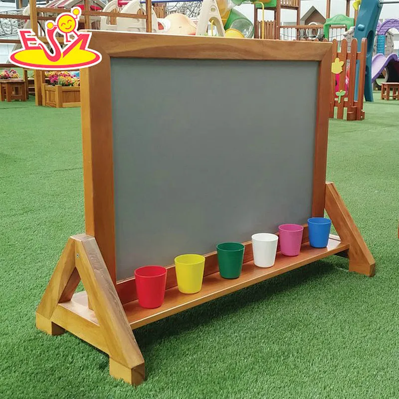 Hot Sale Outdoor Wall Stand Double-sided Wooden Drawing Board For Kids W12B247