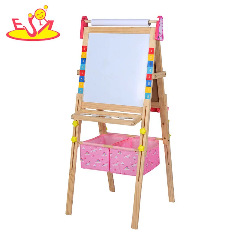 New Style Educational Double-sided Wooden Standing Drawing Board For Kids W12B241