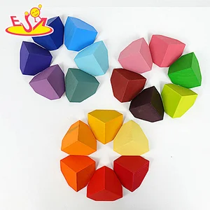 18 Pcs Educational Corner Stone Toys Rainbow Wooden Building Blocks For Kids W11D024