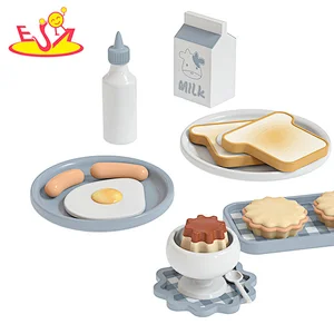 Customize cooking set toys wooden breakfast play food for kids W10B466