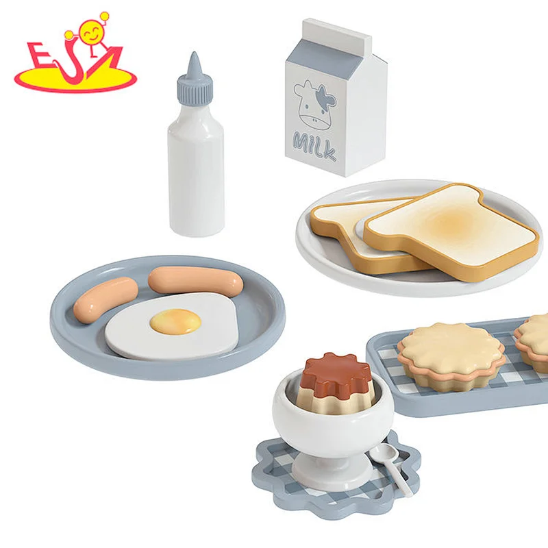 Customize cooking set toys wooden breakfast play food for kids W10B466