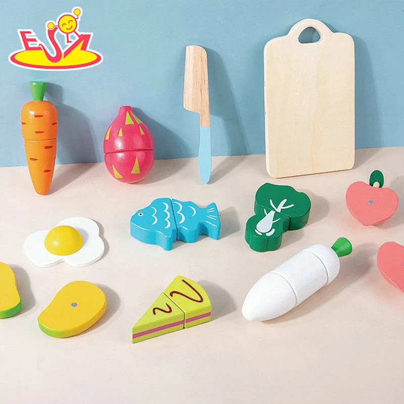 New Cooking Play Set Simulation Magnetic Wooden Cutting Food Toys For Kids W10B468