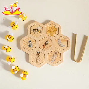 Montessori Educational Bee Life Cycle Board Wooden Beehive Toy For Kids W12E187