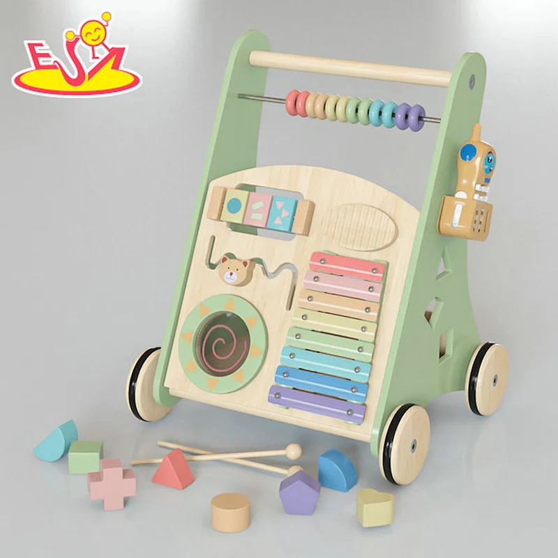 High Quality Early Educational Wooden Baby Push Walker With Activity Play W08J001I