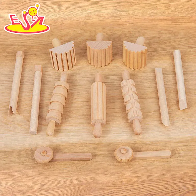 Factory Direct 12 Pcs Educational DIY Wooden Play Dough Tools Set For Kids W10D630