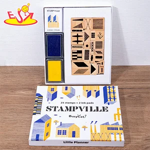 2023 New Educational DIY Art Craft Wooden Town Stamp Toy Set For Kids W18A210