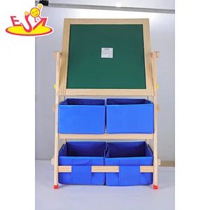 New Arrival Kids Double-sided Wooden Drawing Board With 2 Layer Storage W12B237