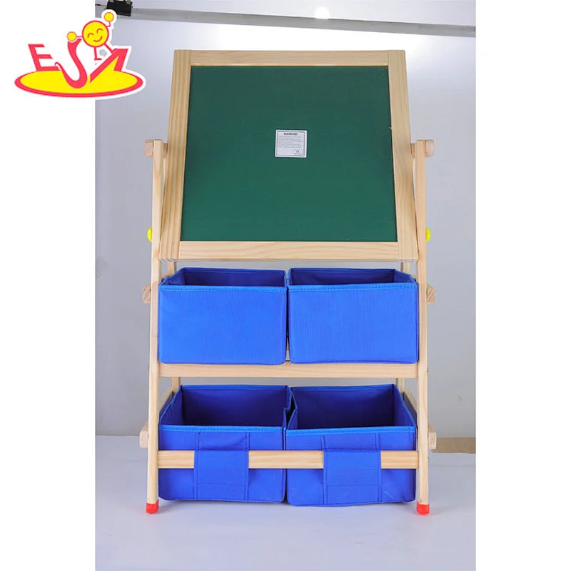 New Arrival Kids Double-sided Wooden Drawing Board With 2 Layer Storage W12B237