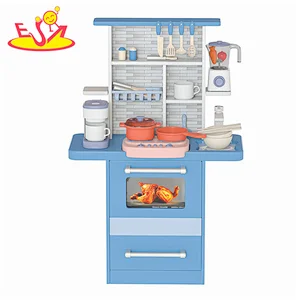 2023 New miniature grey wooden toy kitchen for kids W10C808