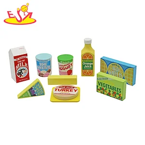 Popular 9 Pcs Pretend Play Kitchen Toys Wooden Play Food Set For Kids W10D684