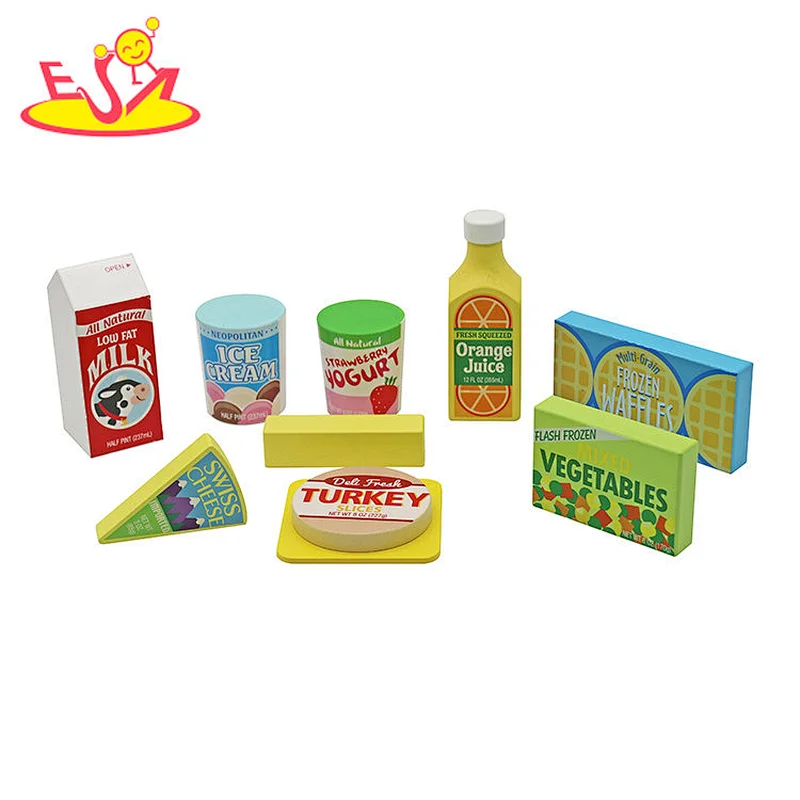 Popular 9 Pcs Pretend Play Kitchen Toys Wooden Play Food Set For Kids W10D684