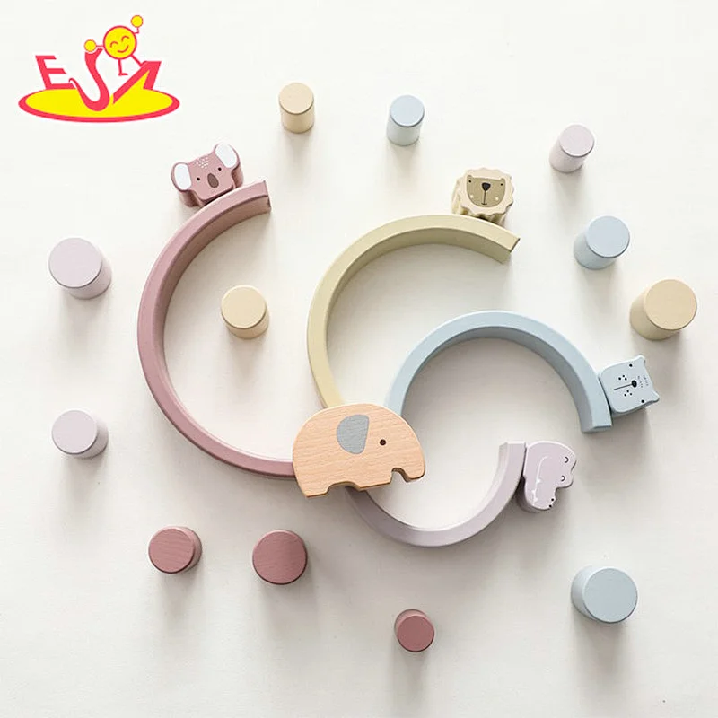 Early Learning Balance Toy Cartoon Animal Wooden Stacking Blocks For Kids W13D406