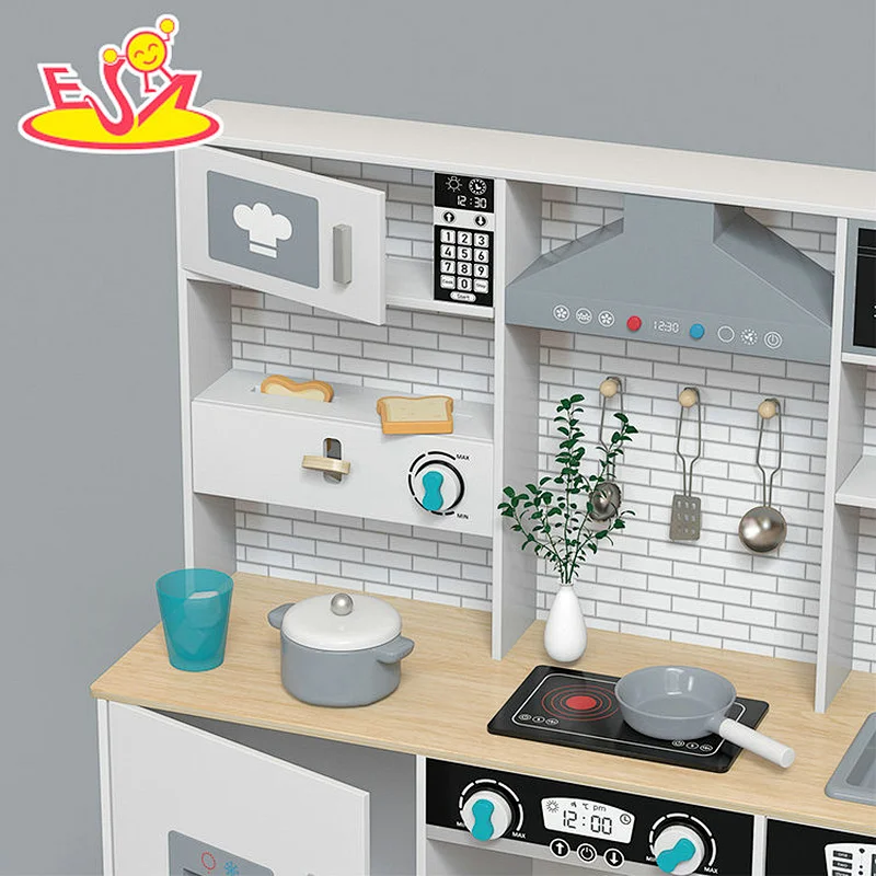 تصميم جديد معكرون لعبة مطبخ خشبية لطيفة للأطفال W10C582