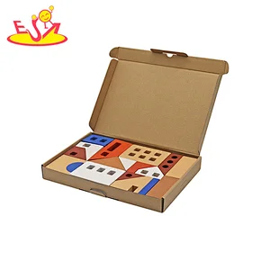 Hot Selling Educational 18 Pcs Construction Wooden Building Blocks For Kids W13A297