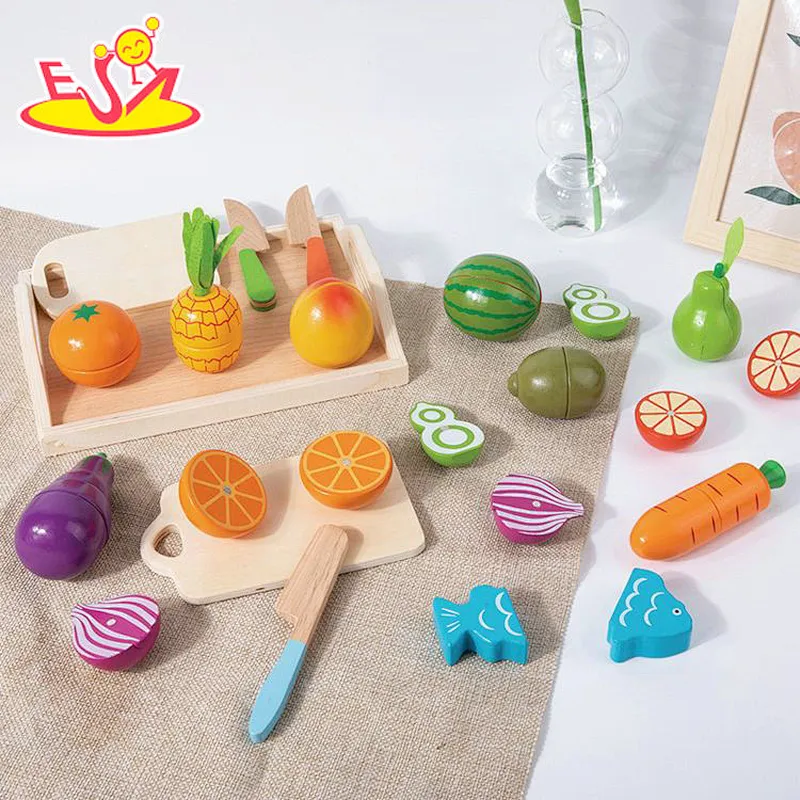 New Cooking Play Set Simulation Magnetic Wooden Cutting Food Toys For Kids W10B468