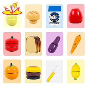 Hot Selling Play Food Set Wooden Cutting Fruit Vegetable Toy For Kids W10B457