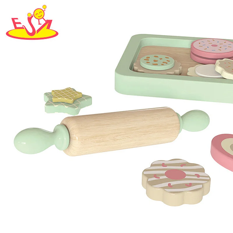 New Design Kitchen Pretend Play Wooden Biscuit Baking Set Toy For Kids W10B461