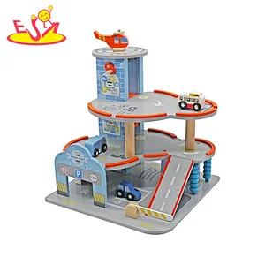 Hot Selling Educational Parking Lot Set Wooden Car Garage Toy For Kids W04B118