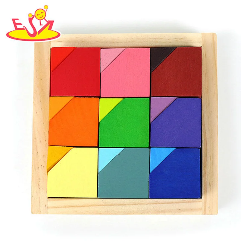 18 Pcs Educational Corner Stone Toys Rainbow Wooden Building Blocks For Kids W11D024
