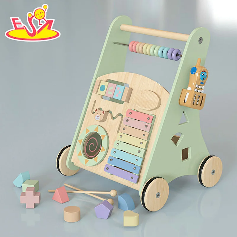 High Quality Early Educational Wooden Baby Push Walker With Activity Play W08J001I