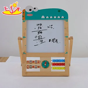 Kids Educational Toy Double-sided Wooden Magnetic Drawing Board With Abacus W12B231