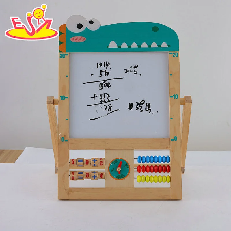 Kids Educational Toy Double-sided Wooden Magnetic Drawing Board With Abacus W12B231