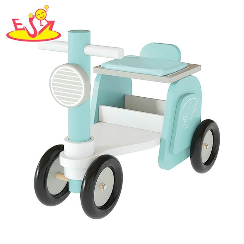 High Quality 3 Wheels Balance Bike Mini Wooden Push Scooter For Kids W16B017