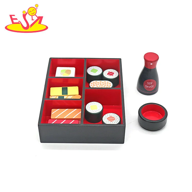 High Quality Pretend Role Play Simulation Wooden Sushi Set Toy For Kids W10D616