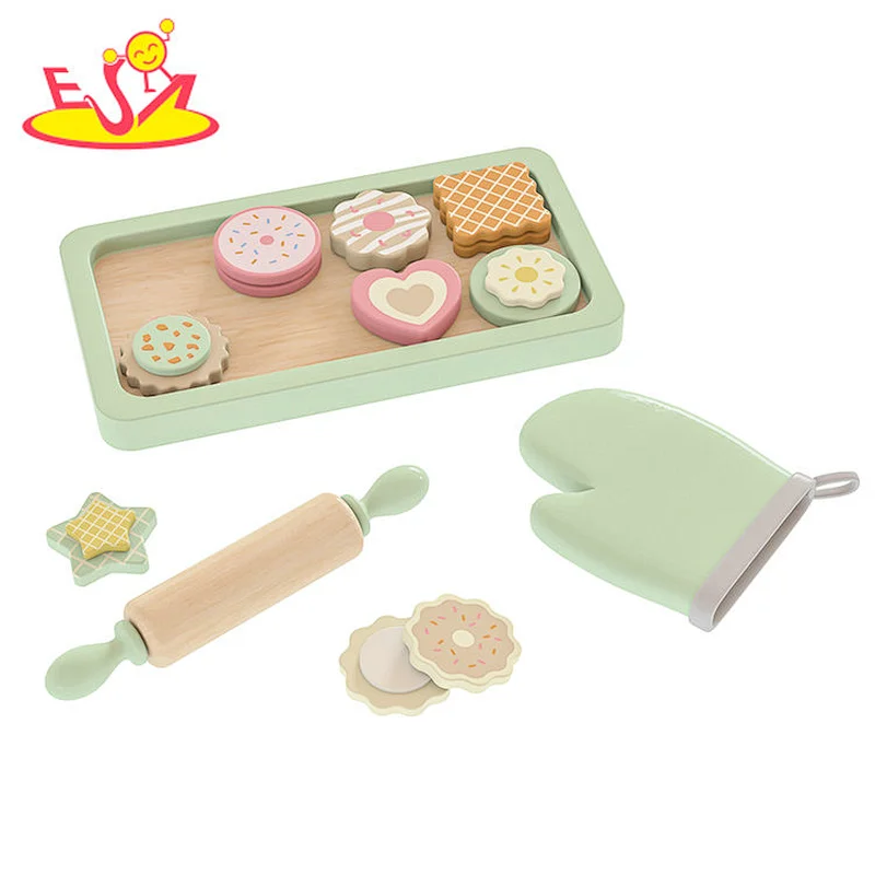 New Design Kitchen Pretend Play Wooden Biscuit Baking Set Toy For Kids W10B461