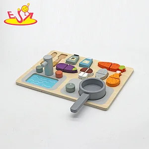 Nuevo diseño Macaron lindo juguete de cocina de madera para niños W10C582