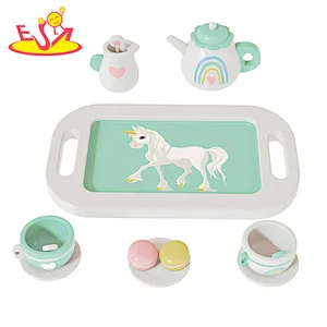 Popular Kids Educational Pretend Role Play Wooden Afternoon Tea Toy Set W10B463