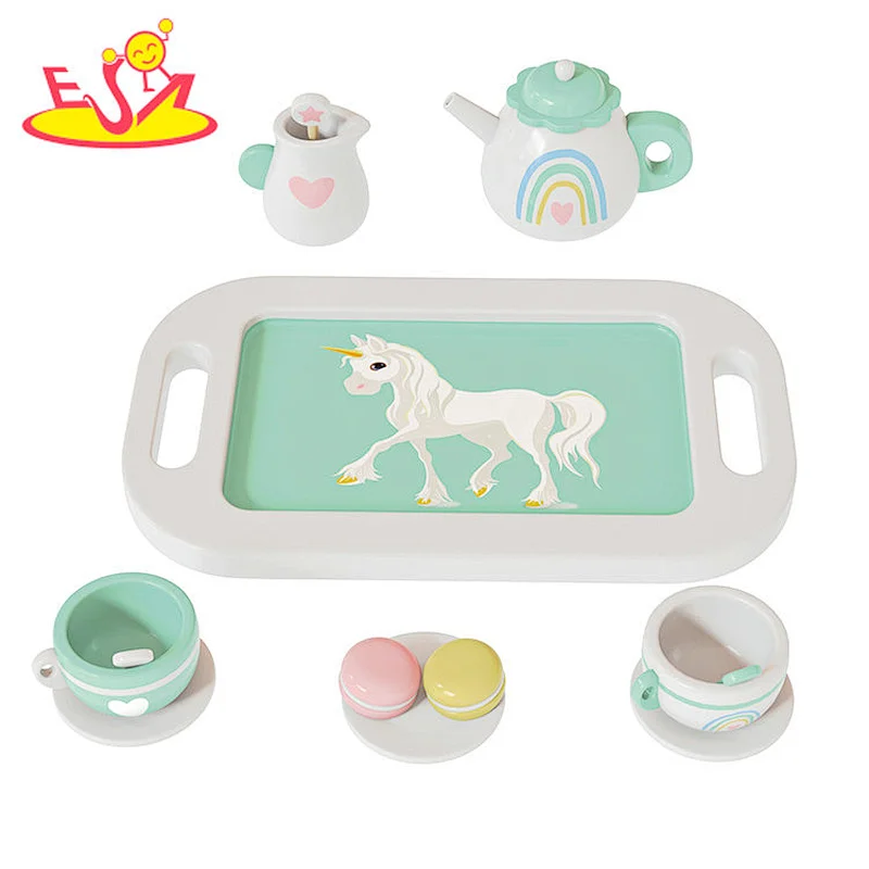 Popular Kids Educational Pretend Role Play Wooden Afternoon Tea Toy Set W10B463
