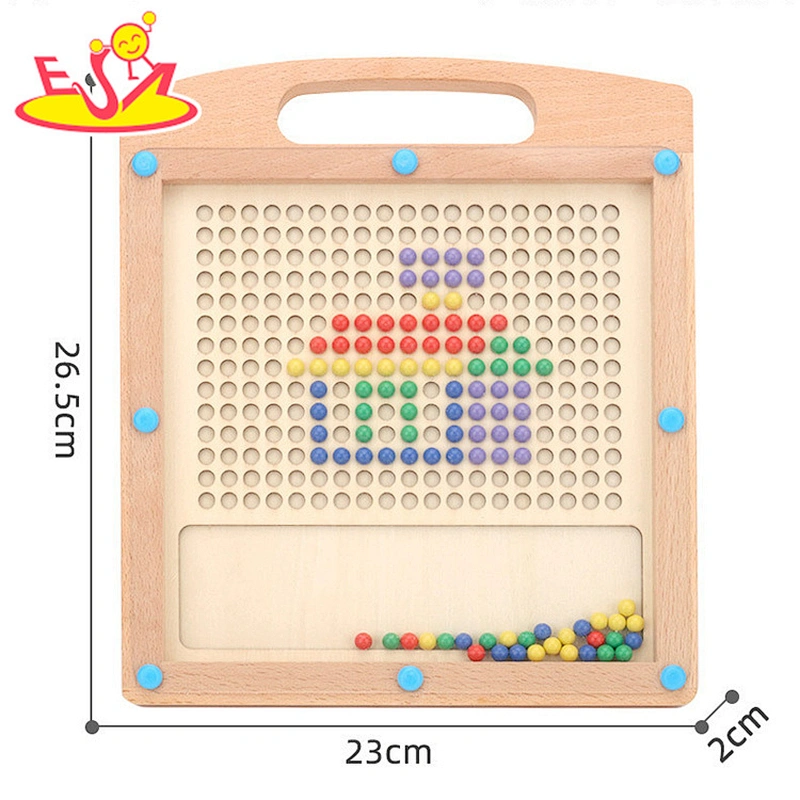 Kids Educational Double-sided Wooden Magnetic Bead Game With Whiteboard W12B242