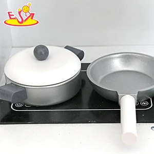 Customize Kids Play House Modern White Wooden Kitchen Toy With Accessories W10C738