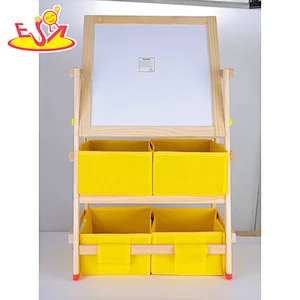 New Arrival Kids Double-sided Wooden Drawing Board With 2 Layer Storage W12B237