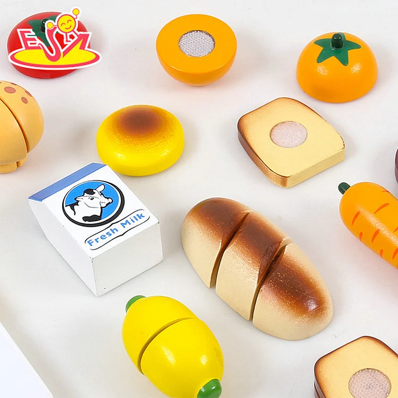 Hot Selling Play Food Set Wooden Cutting Fruit Vegetable Toy For Kids W10B457