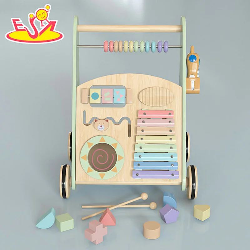 High Quality Early Educational Wooden Baby Push Walker With Activity Play W08J001I