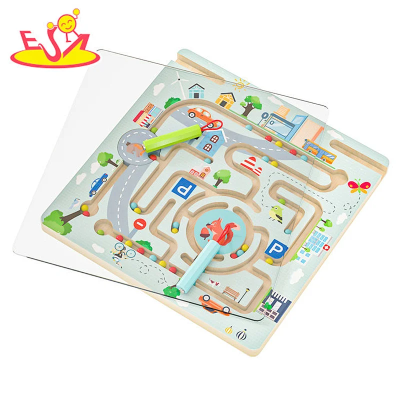 Customize educational play wooden marble maze toy for children W11H107