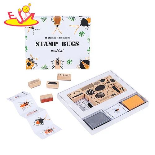 Early Educational Matching Sensory Game Wooden Insect Stamp Toy For Kids W18A209