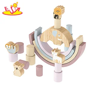 Customize new colorful wooden rainbow stacker for kids W11F114
