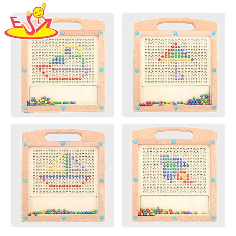 Kids Educational Double-sided Wooden Magnetic Bead Game With Whiteboard W12B242