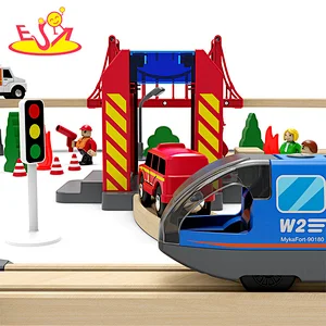 70 Pcs Track Set Educational Assembly Wooden Train Railway Toy For Kids W04C240