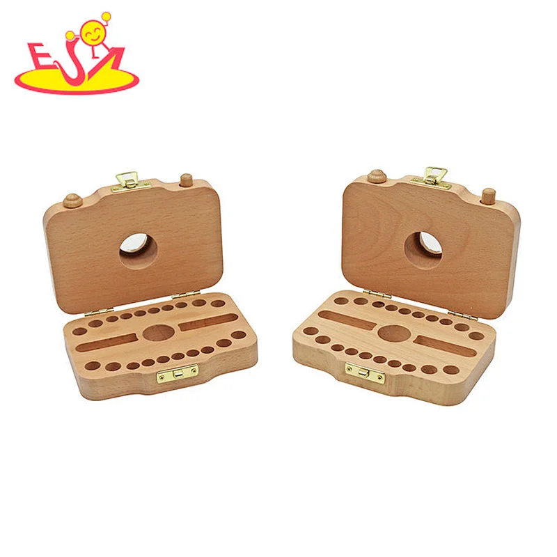 First Teeth Collection Cute Camera Shaped Wooden Teeth Keepsake Box For Baby W18A211