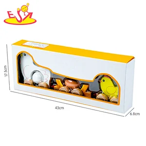 Hot Selling Kids Educational Pull Along Toy Wooden Chick Dragging Cart W05B211