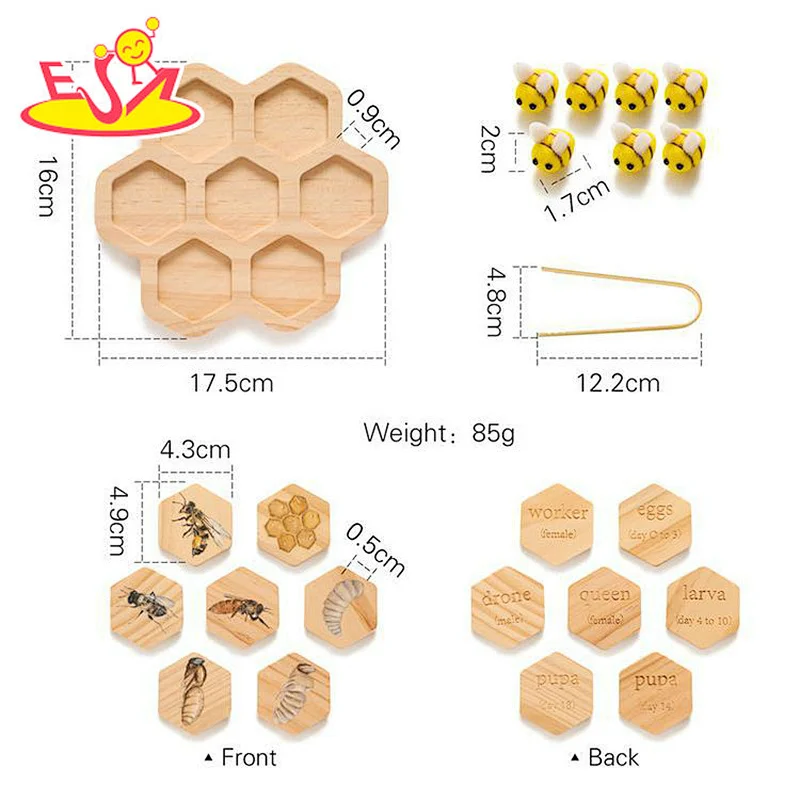 Montessori Educational Bee Life Cycle Board Wooden Beehive Toy For Kids W12E187