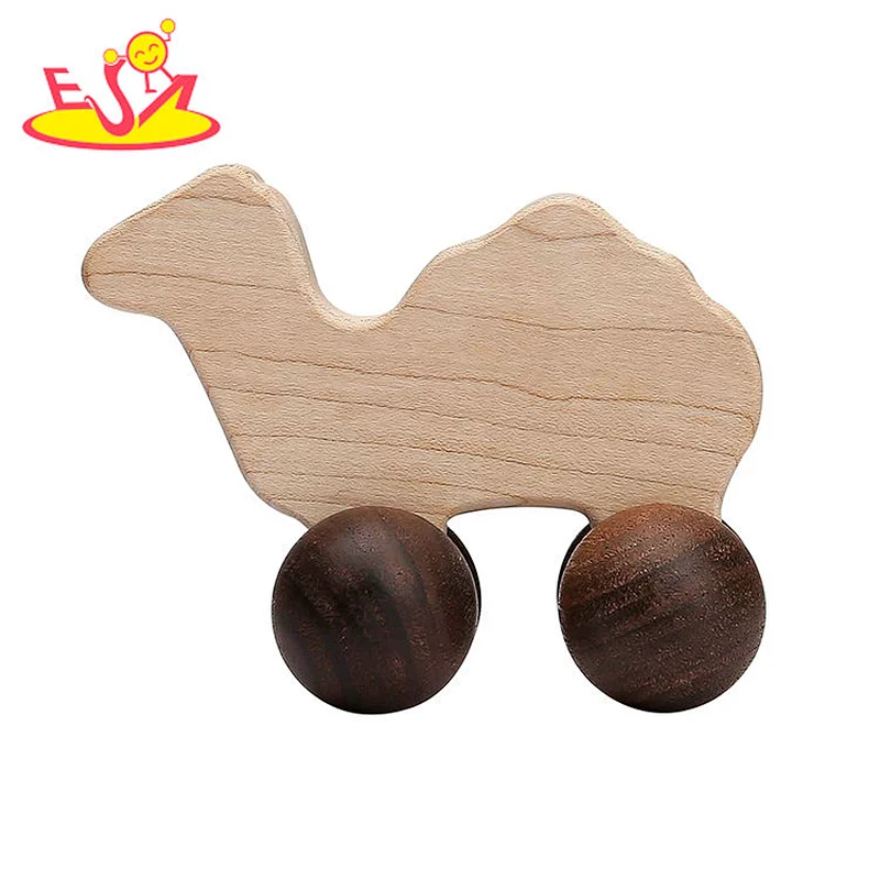 Eco-friendly Educational Teething Natural Wooden Rabbit Car Toy For Kids W04A613