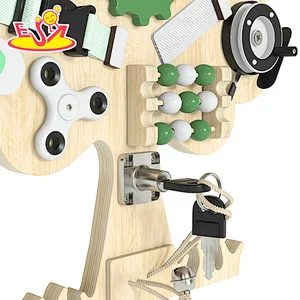 Montessori Sensory Activity Board Tree Shape Wooden Busy Board For Kids W12D439