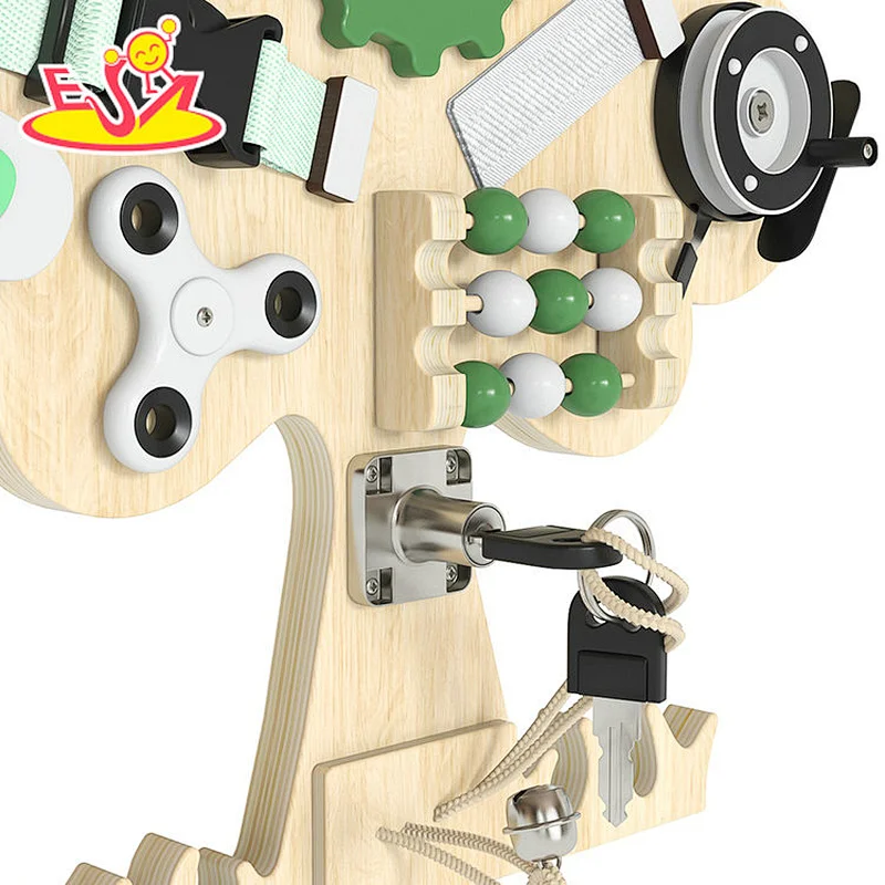 Montessori Sensory Activity Board Tree Shape Wooden Busy Board For Kids W12D439