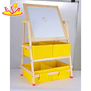 New Arrival Kids Double-sided Wooden Drawing Board With 2 Layer Storage W12B237