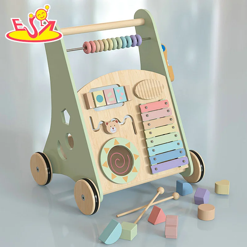 High Quality Early Educational Wooden Baby Push Walker With Activity Play W08J001I
